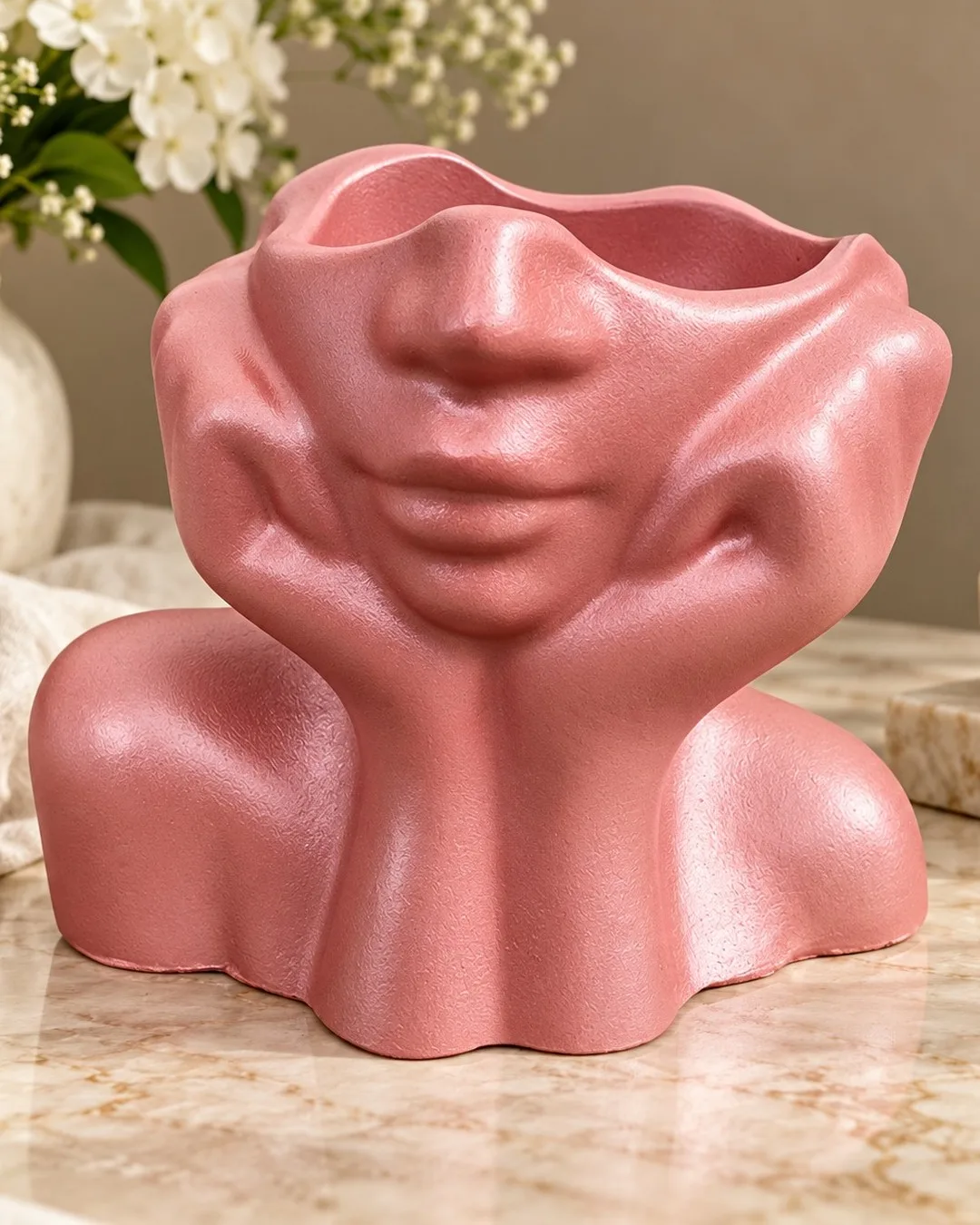 Hands & Face Planter, Dusty Rose