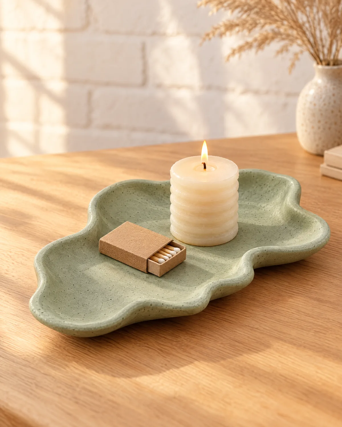 Ripple Edge Tray, Sage