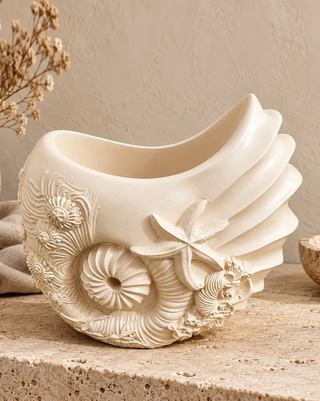 Seashell Planter in Dusty Rose