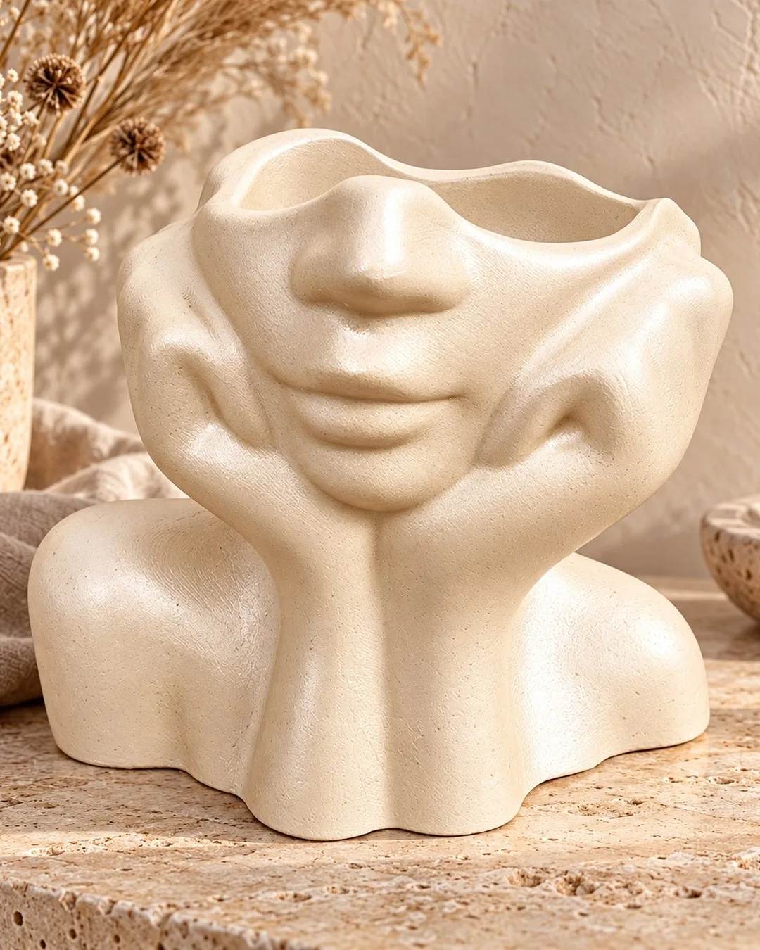 Hands & Face Planter in Dusty Rose
