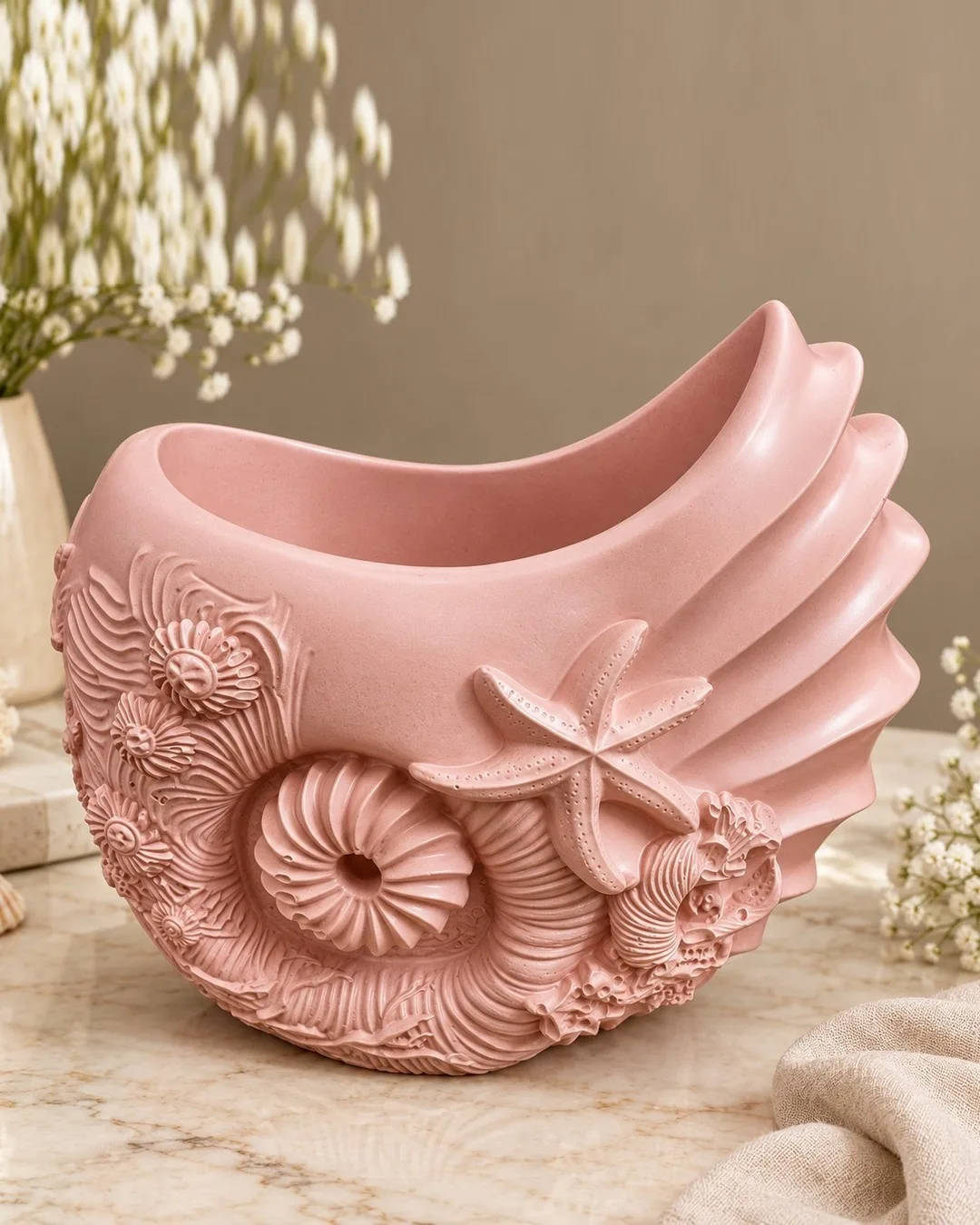 Seashell Planter, Dusty Rose