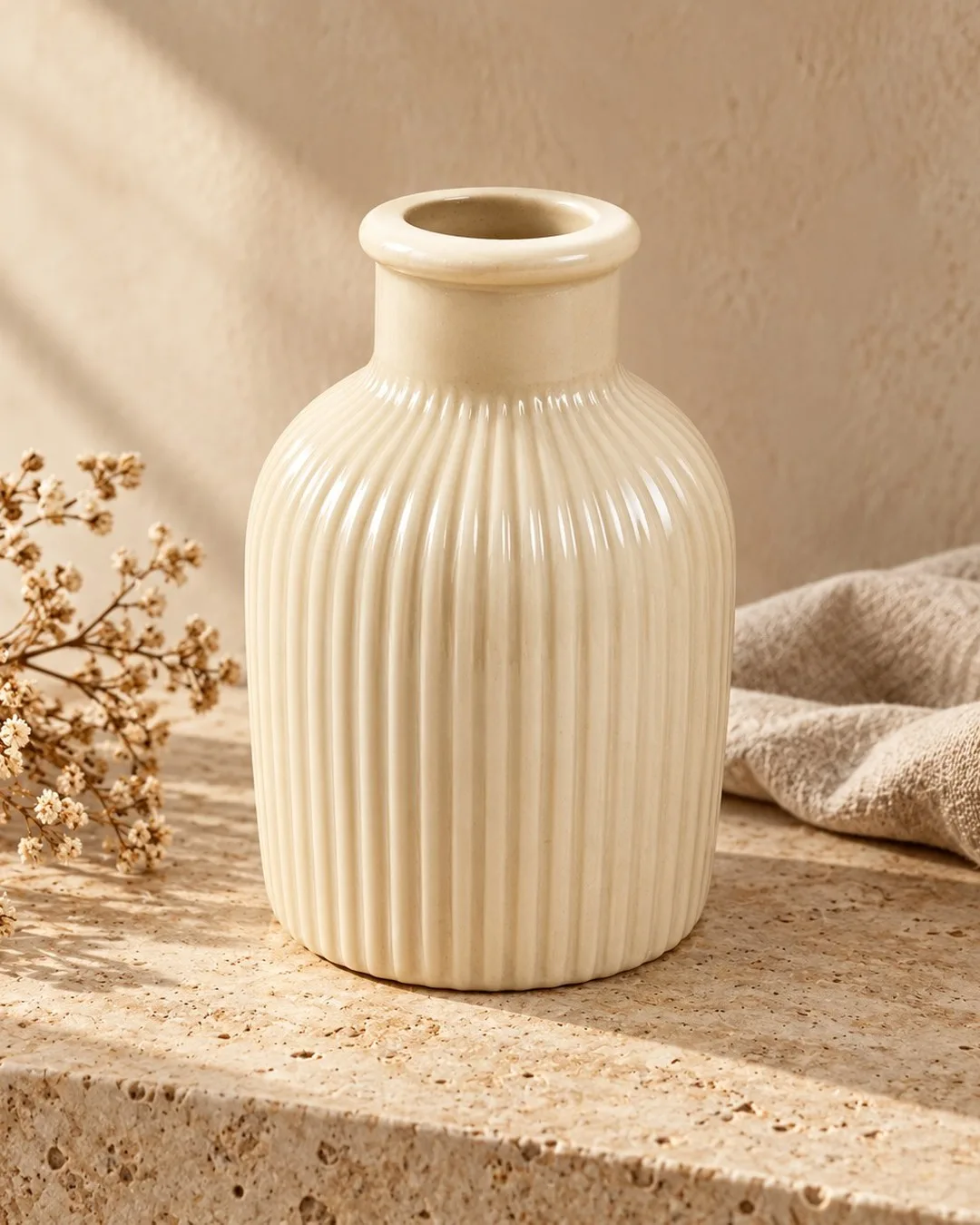Ribbed Bud Vase in Dusty Rose